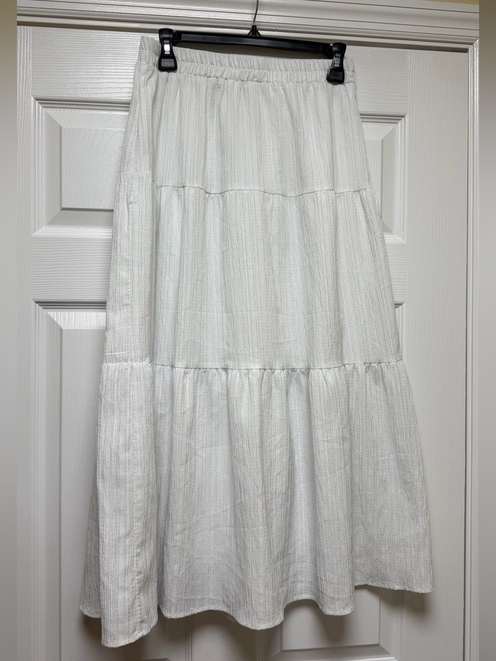 Women's White Tiered Maxi Skirt